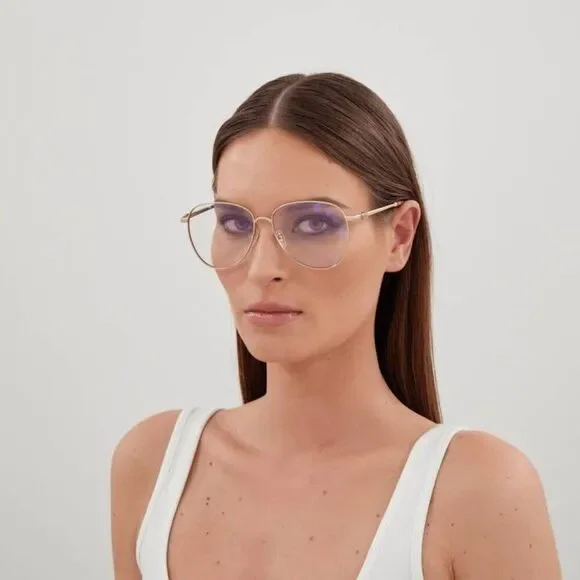 NEW GUCCI GG1419S 004 GOLD /TRANSPARENT SUNGLASSES